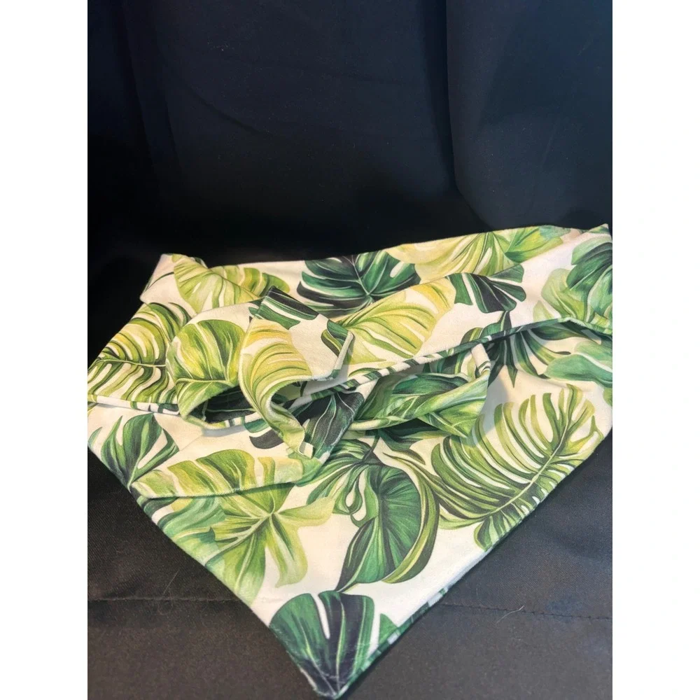 Tropical Monstera Leaf Print Knot Headband Green White Botanical Hair Accessory